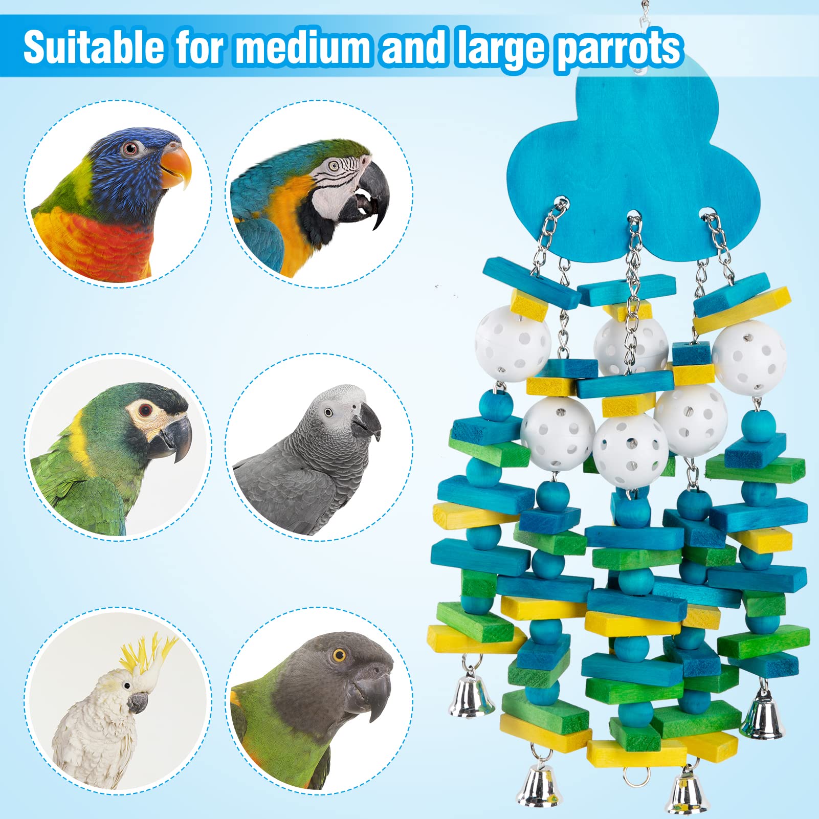 MEWTOGO large-bird toy in use by a macaw for enrichment.