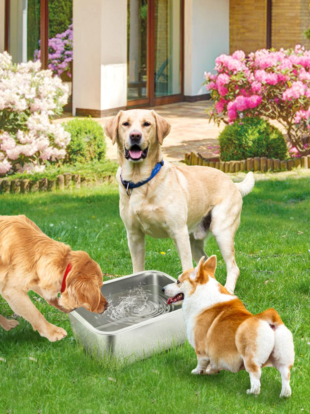 MEWTOGO large breed stainless steel bowl close up rust-proof.