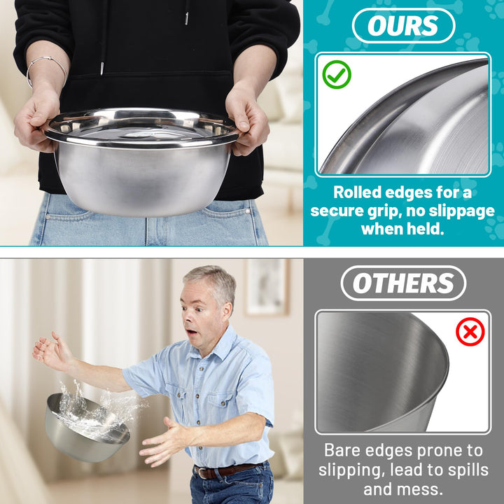MEWTOGO large dog bowl with rolled edge for gentle tongue comfort.