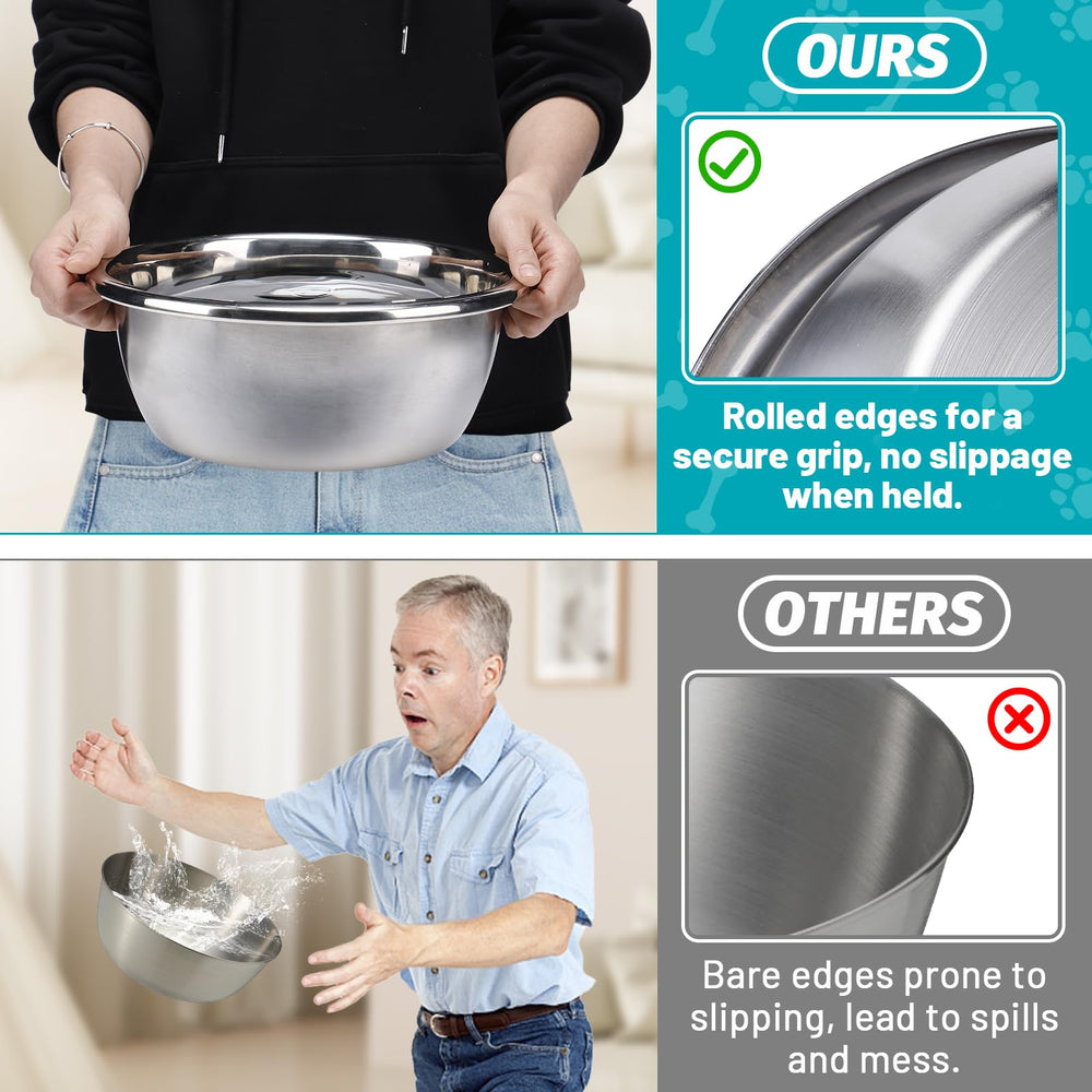 MEWTOGO large dog bowl with rolled edge for gentle tongue comfort.