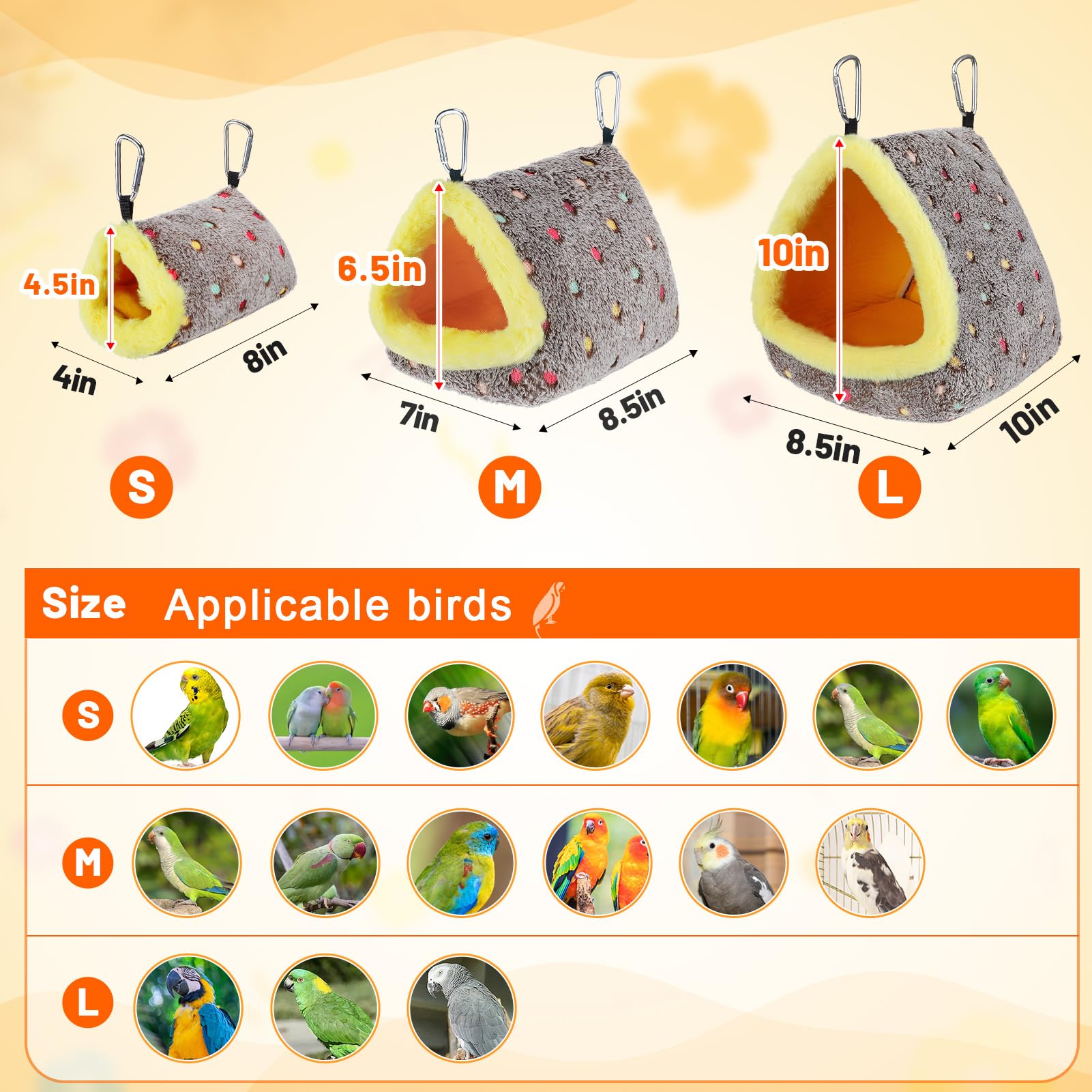 MEWTOGO plush bed with yellow lining invites birds in
