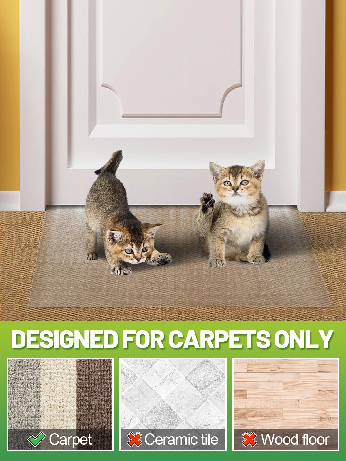 MEWTOGO clear protection blends with floors while guarding carpets.