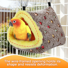 MEWTOGO plush fabric close-up with yellow lining attracting birds.