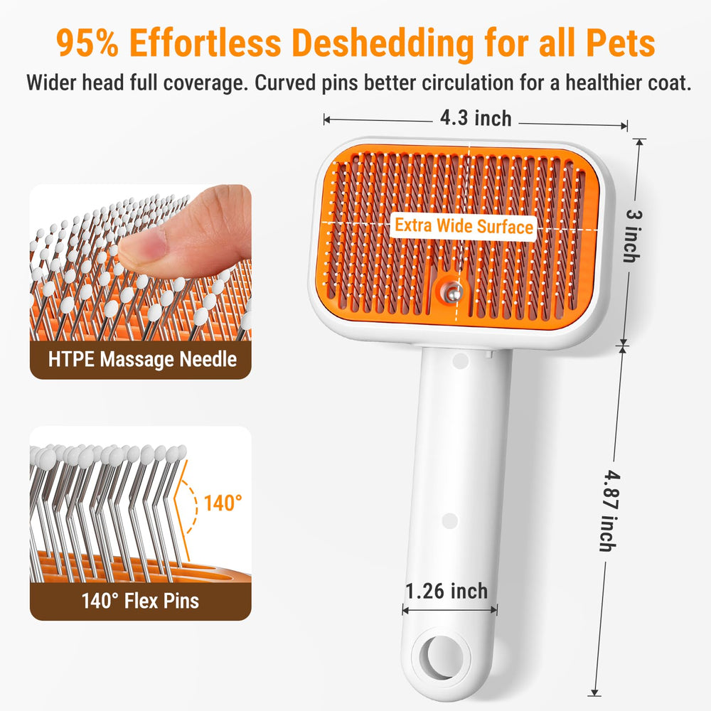 MEYCEMT self-cleaning grooming brush enables fast fur removal and easy hygiene.