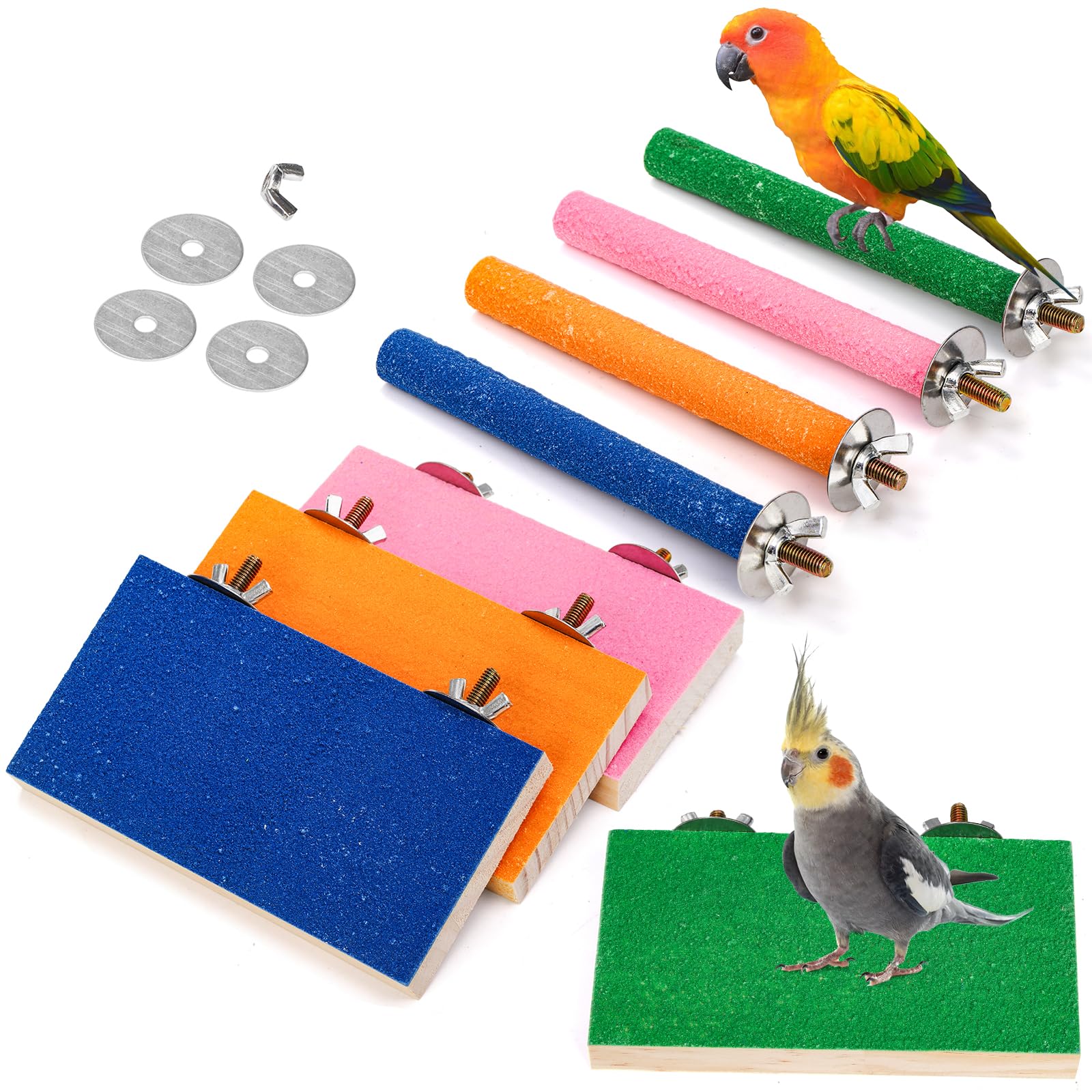 Mezchi bird perch stand stick green for grip and nail maintenance