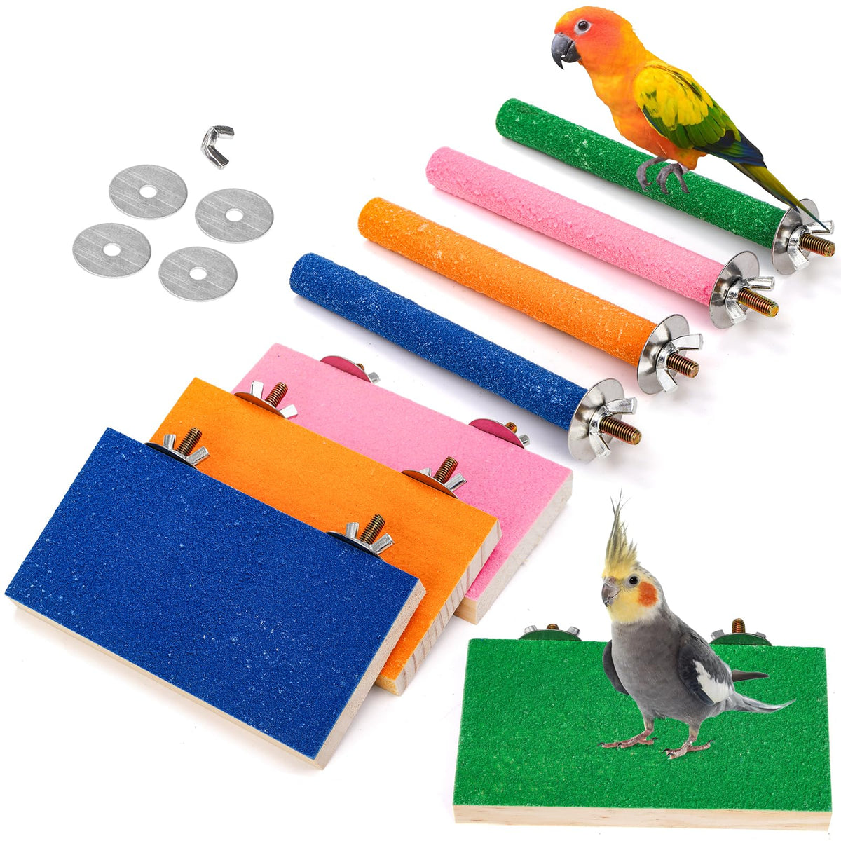 Mezchi bird perch stand stick green for grip and nail maintenance