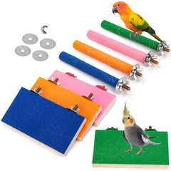 Mezchi bird perch stand stick green for grip and nail maintenance