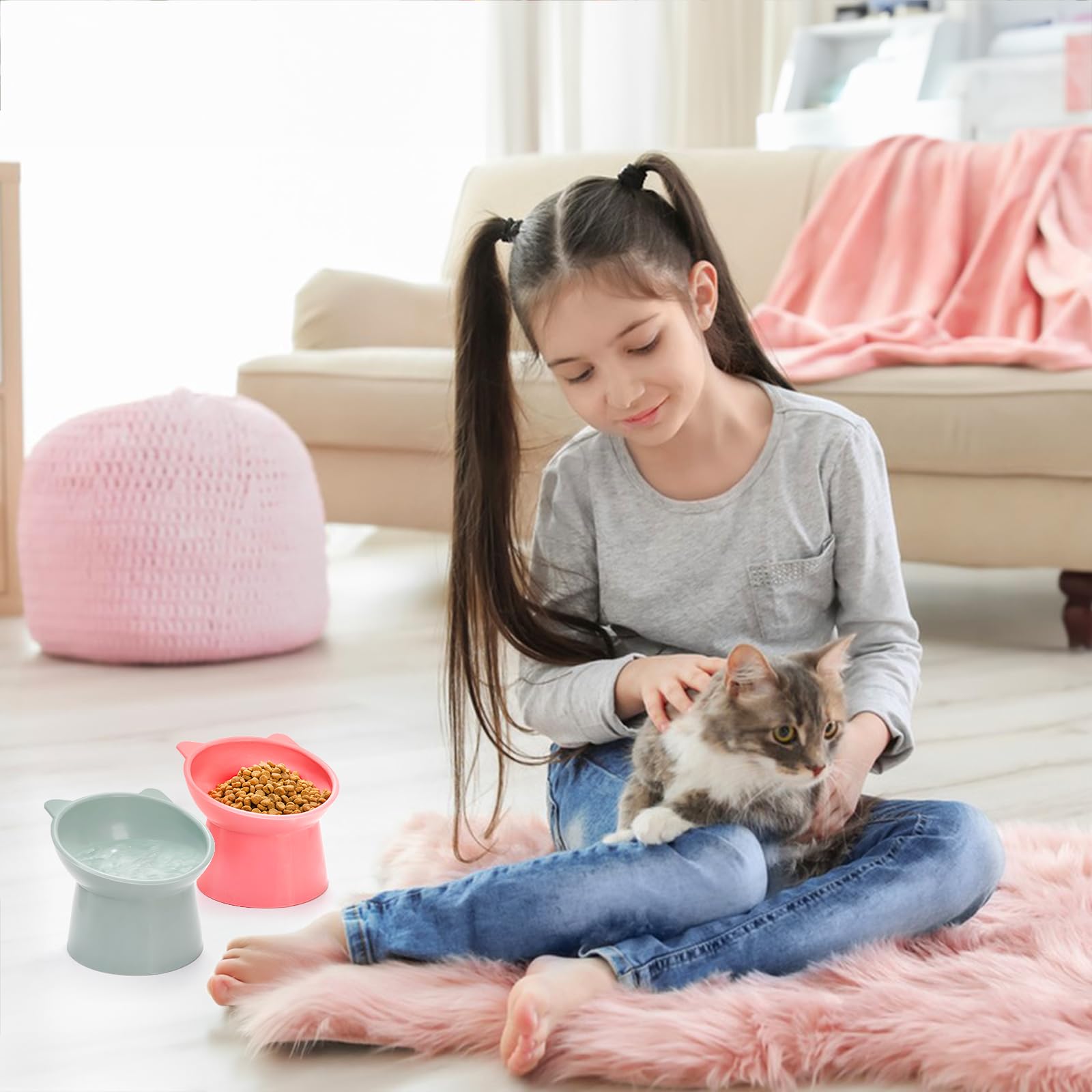 Mezchi indoor outdoor cat dining bowls for versatile use