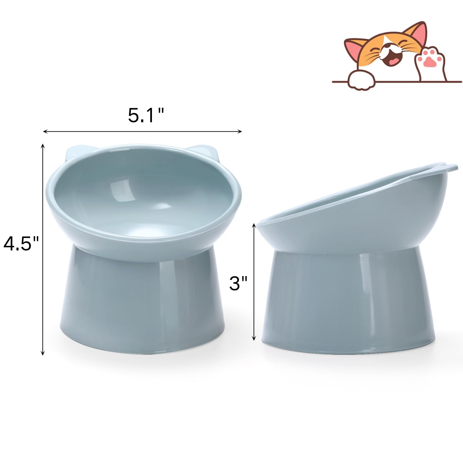 Mezchi raised cat bowls blue 6-pack for easy access