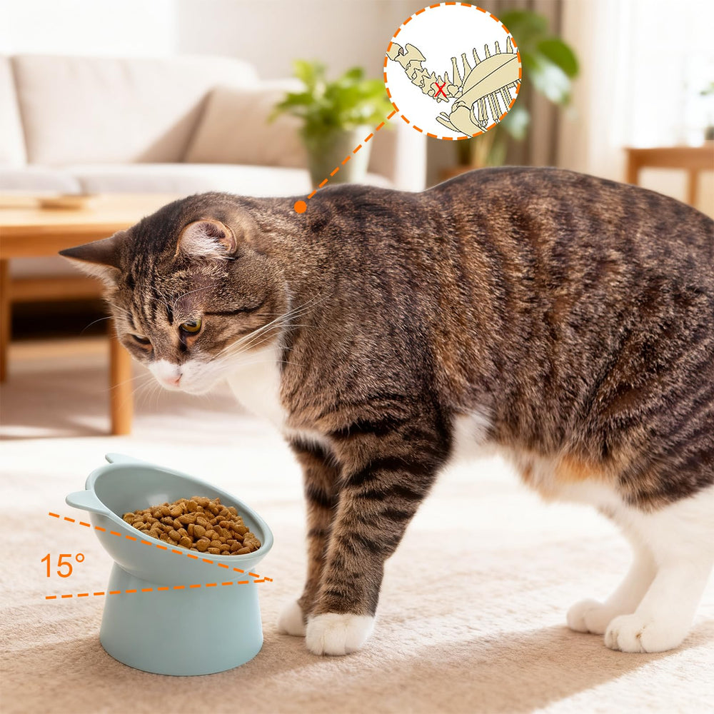 Mezchi raised cat bowls pink 6-pack with playful design