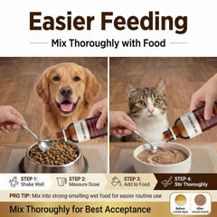 Pet enjoying a flavorful MGZ-treated meal after dosing.