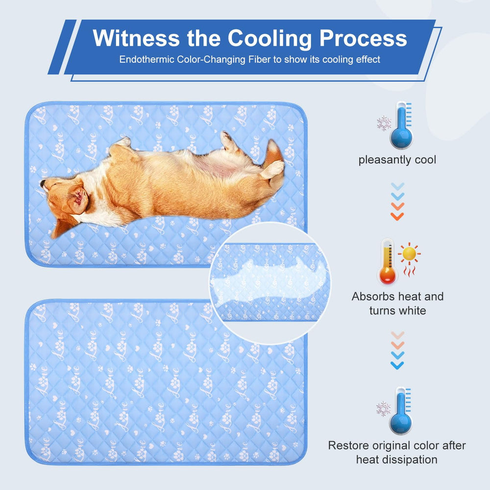 Endothermic color-change on MH MYLUNE HOME cooling mat indicating cooling
