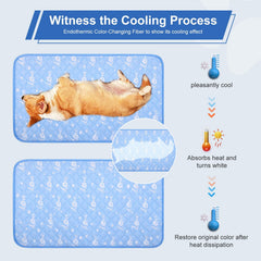 Endothermic color-change on MH MYLUNE HOME cooling mat indicating cooling