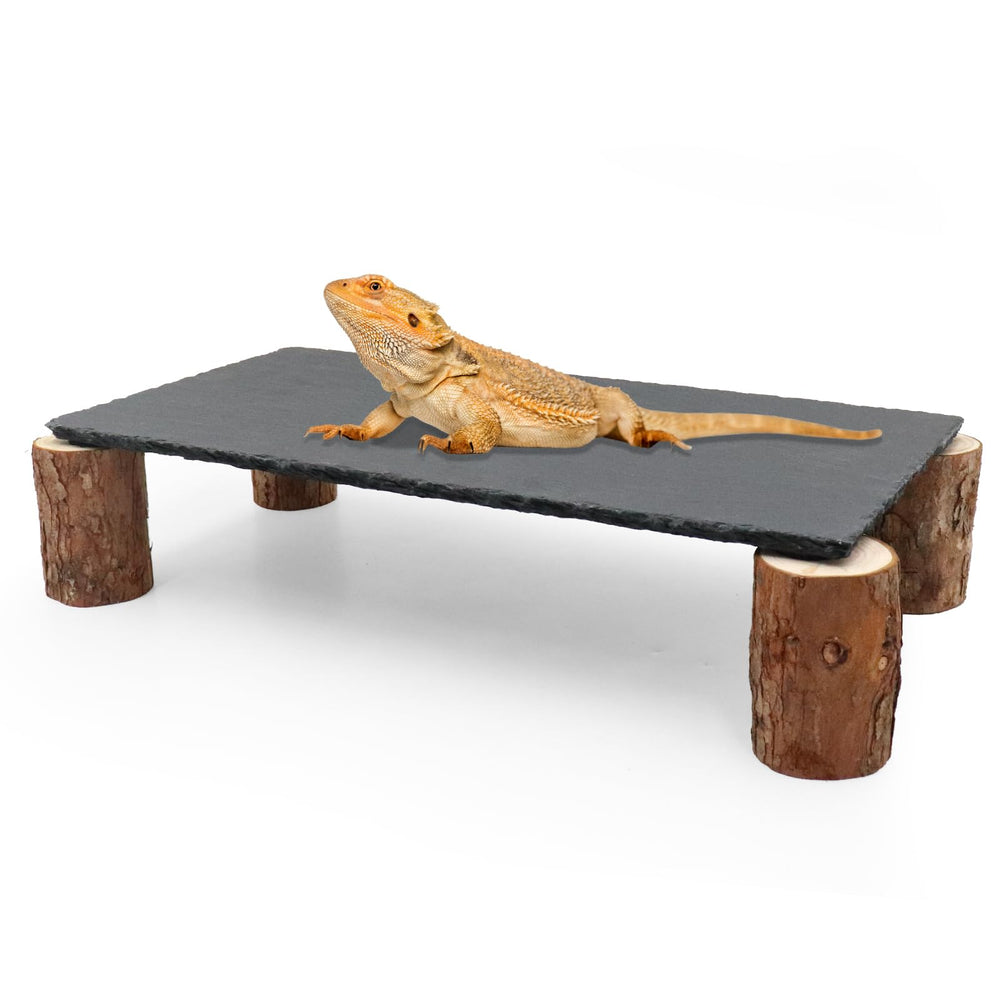 MHLLGN basking platform with slate rocks for warm, natural reptile basking.
