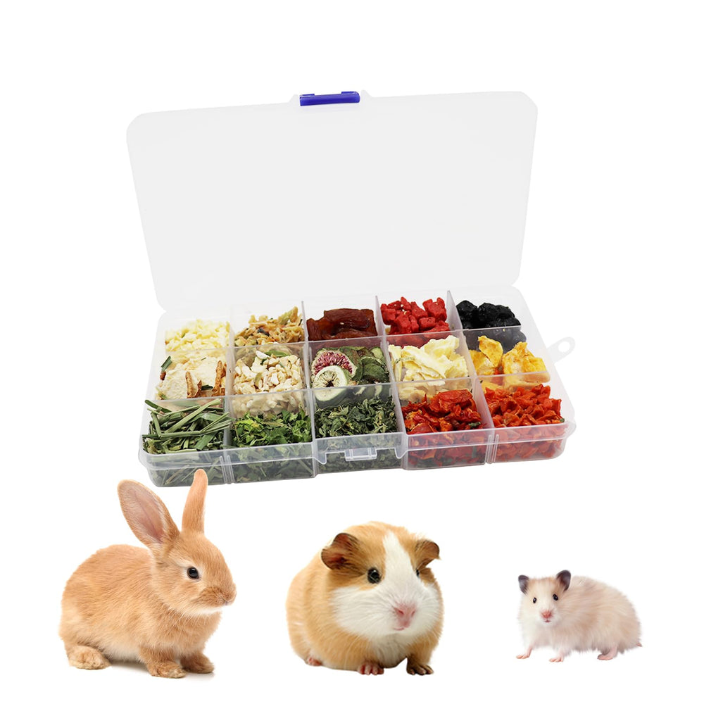 MHLLGN Bunny Treats box front shows a wholesome snack assortment for small pets.