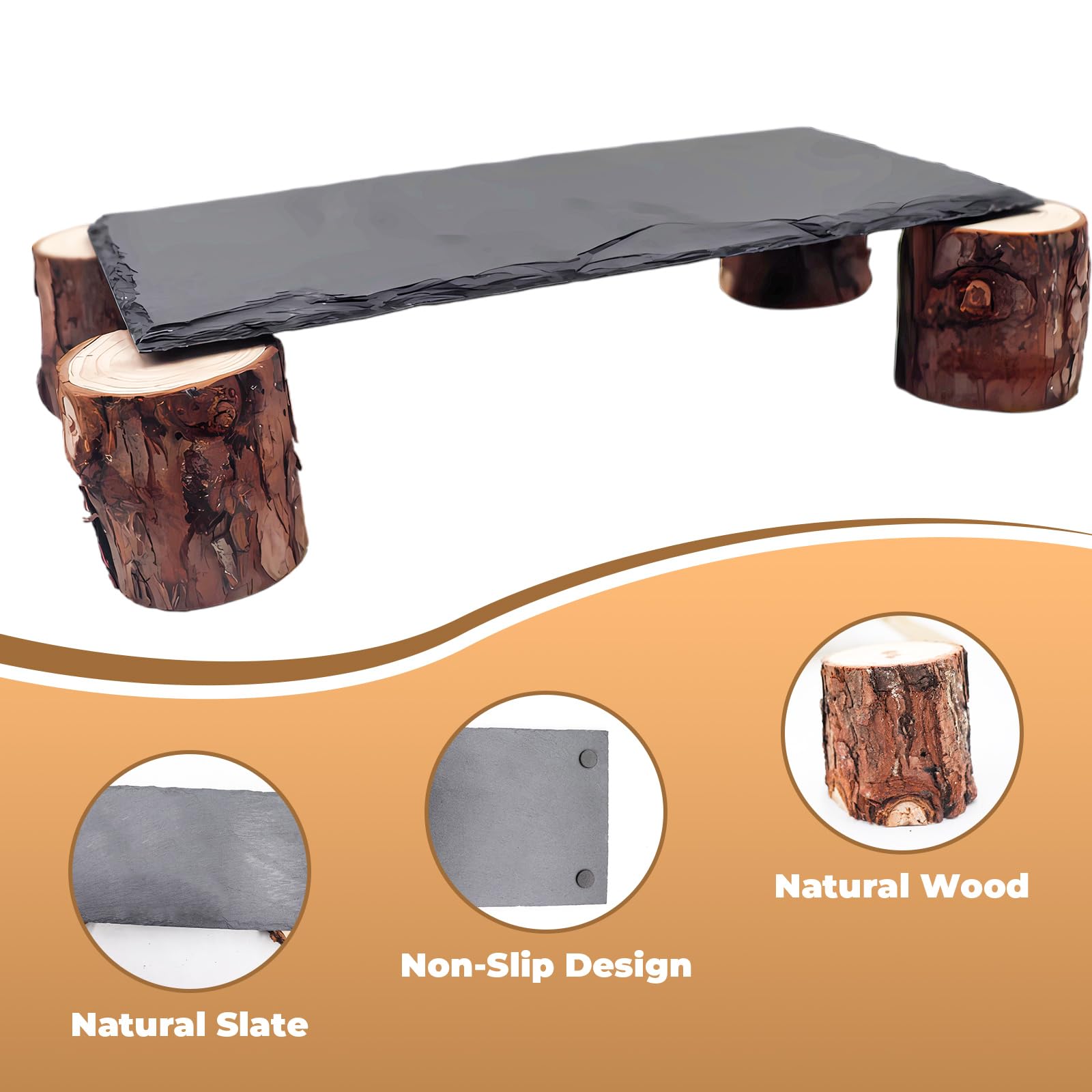 MHLLGN Durable slate platform with wood base for long-lasting safety.