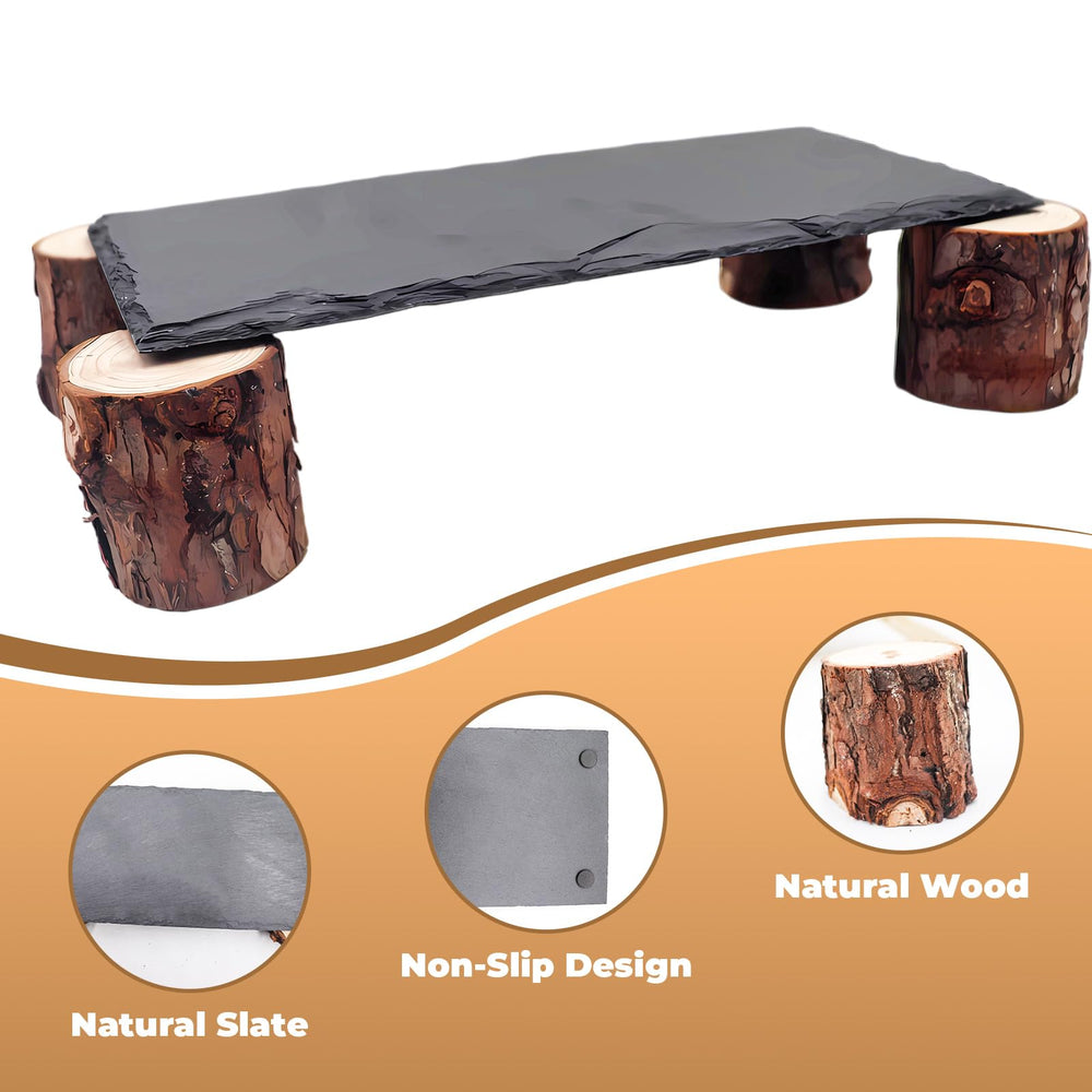 MHLLGN Durable slate platform with wood base for long-lasting safety.
