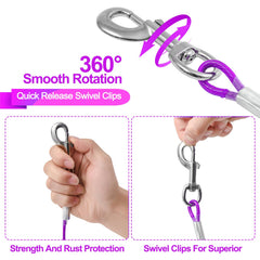 Mi Metty heavy-duty cable holds dogs up to 125 lbs securely.