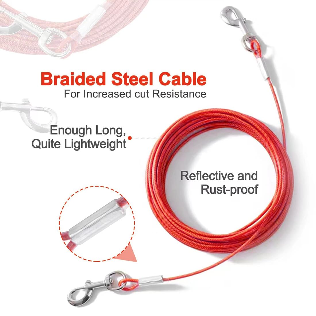 Mi Metty heavy-duty steel wire cable in red for rugged outdoor use
