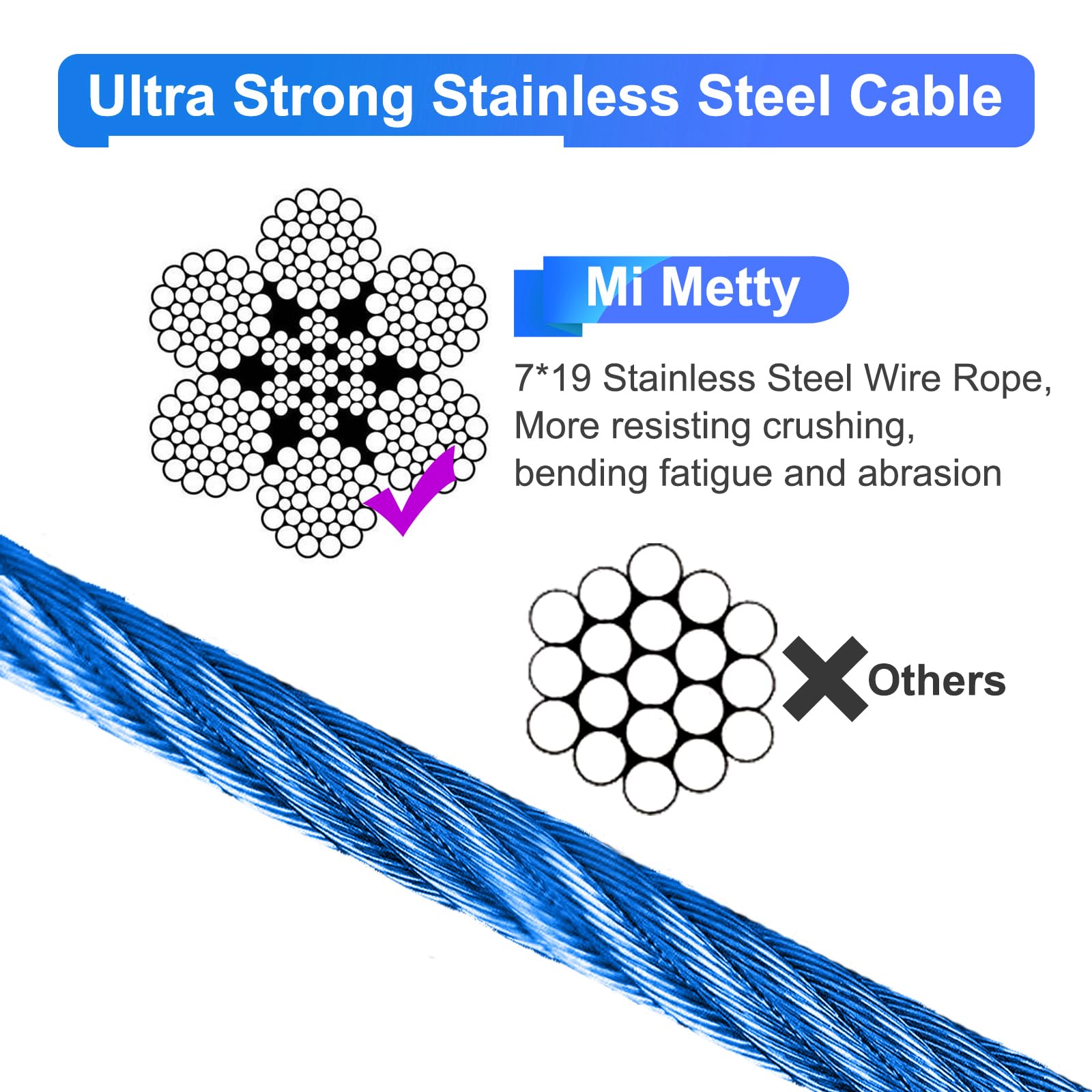 Mi Metty tie-out cable rated for up to 125 lbs and sturdy construction