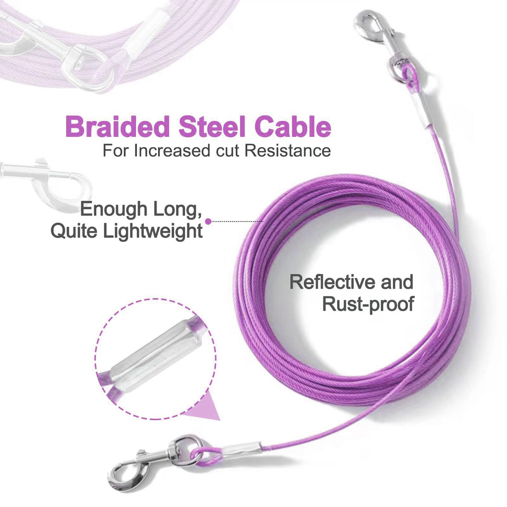Mi Metty Tie Out Cable features a 360° swivel to reduce tangling.