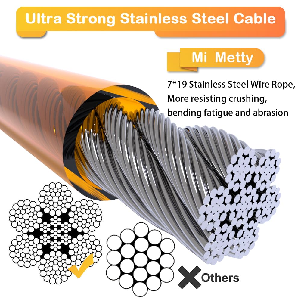 Mi Metty tie-out cable showing anti-rust coating for long-lasting use