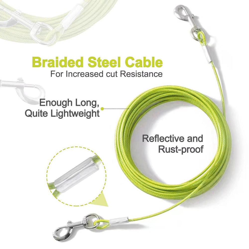 Mi Metty tie out cable chew-proof coating enhances longevity.