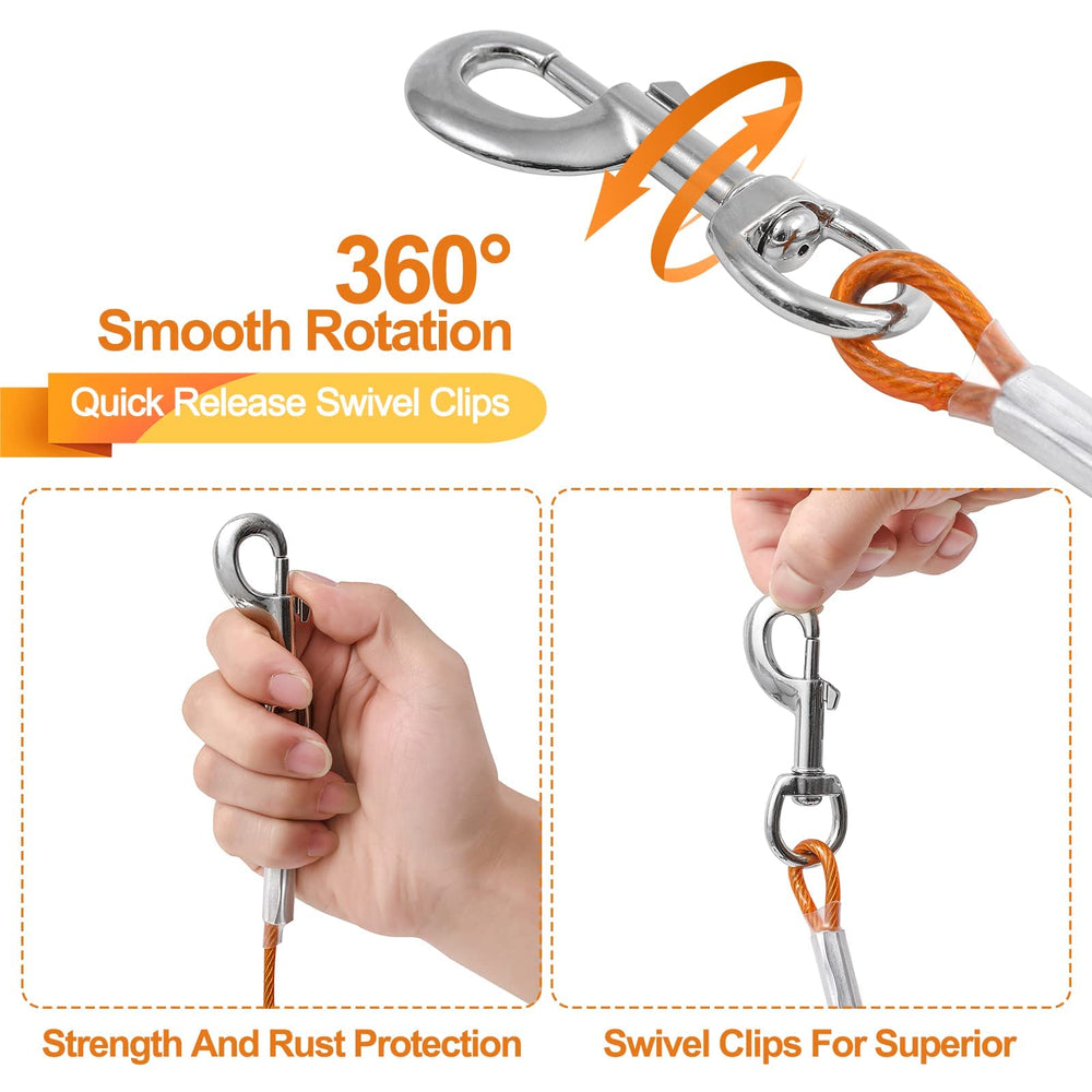 Mi Metty Tie-Out Cable chew-proof coating resists wear during daily yard play.