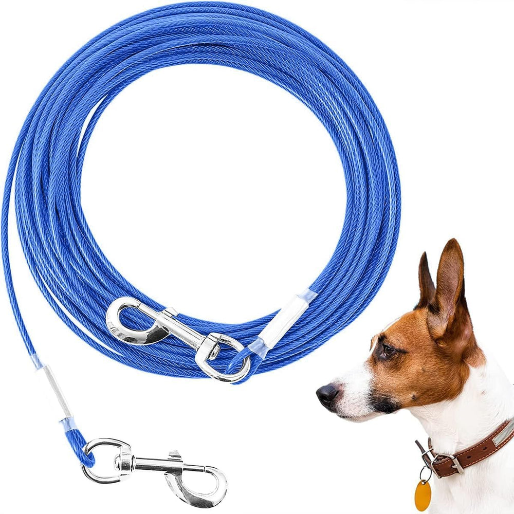 Mi Metty tie out cable blue assembly demonstrates sturdy outdoor setup for secure use