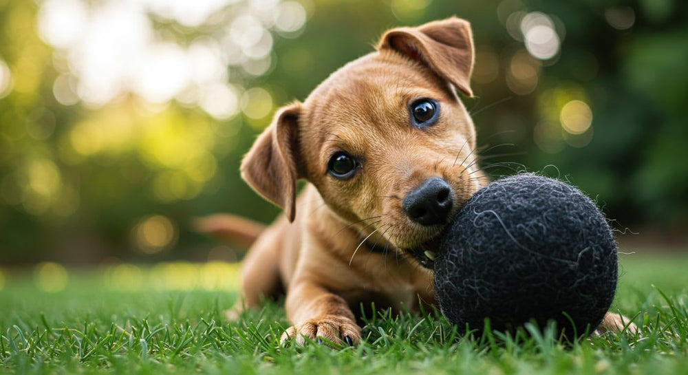 Miao and Woof eco wool ball biodegradable toy for sustainable pet play.