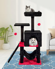 MIAO PAW cat tree hammock provides cozy napping spot.