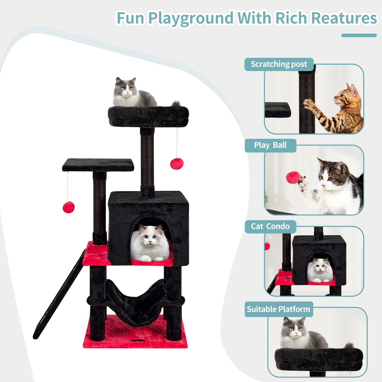 MIAO PAW natural sisal post on cat tree promotes claw play and furniture protection.