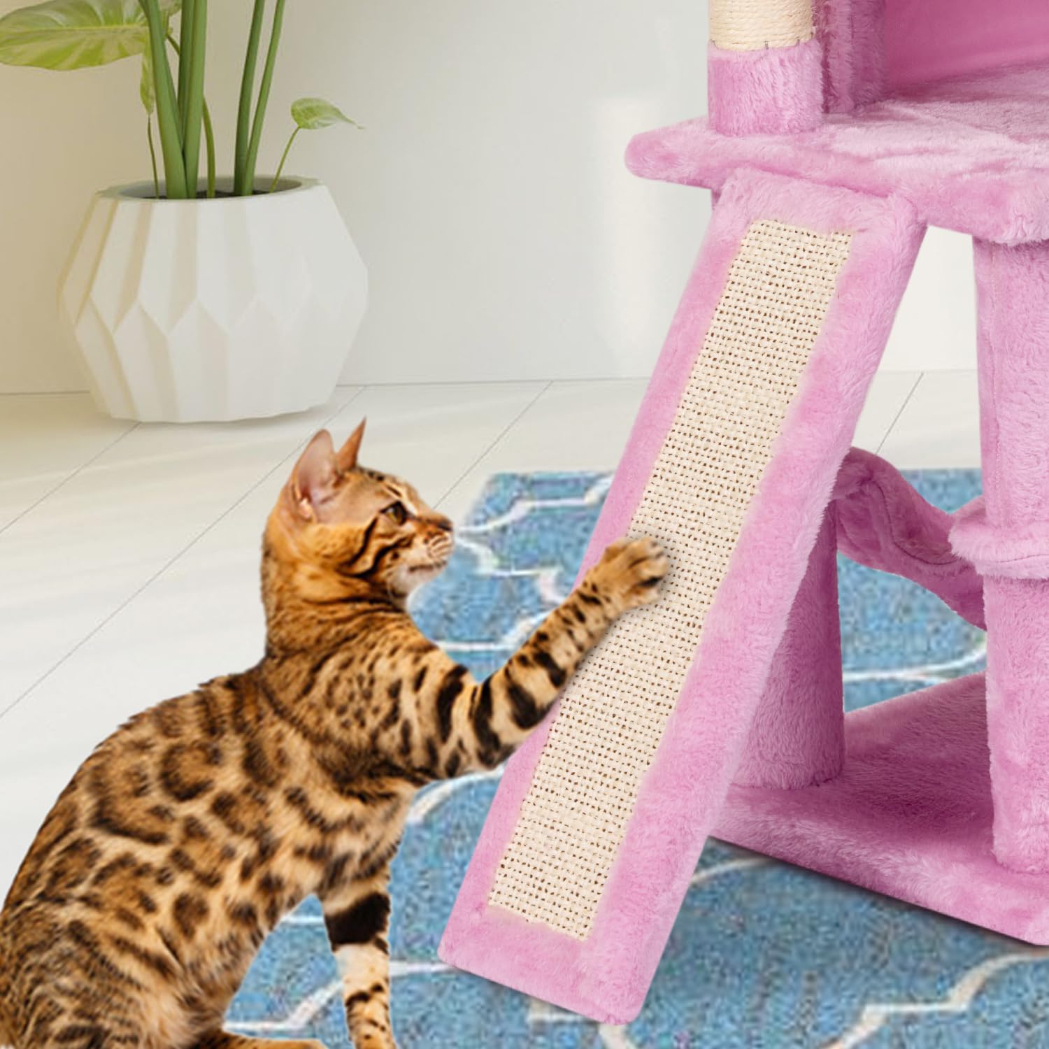 MIAO PAW pink cat tree compact footprint in living space
