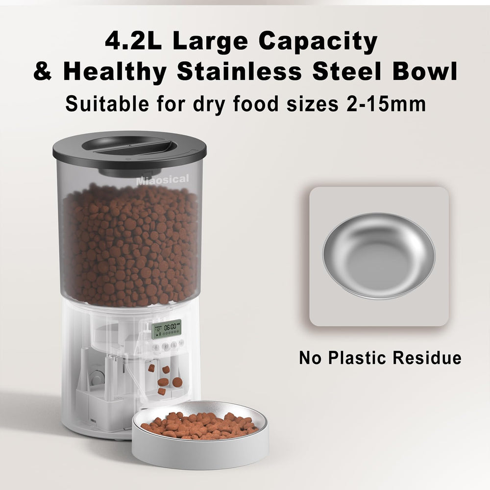 Miaosical automated cat feeder offers precise portion control.