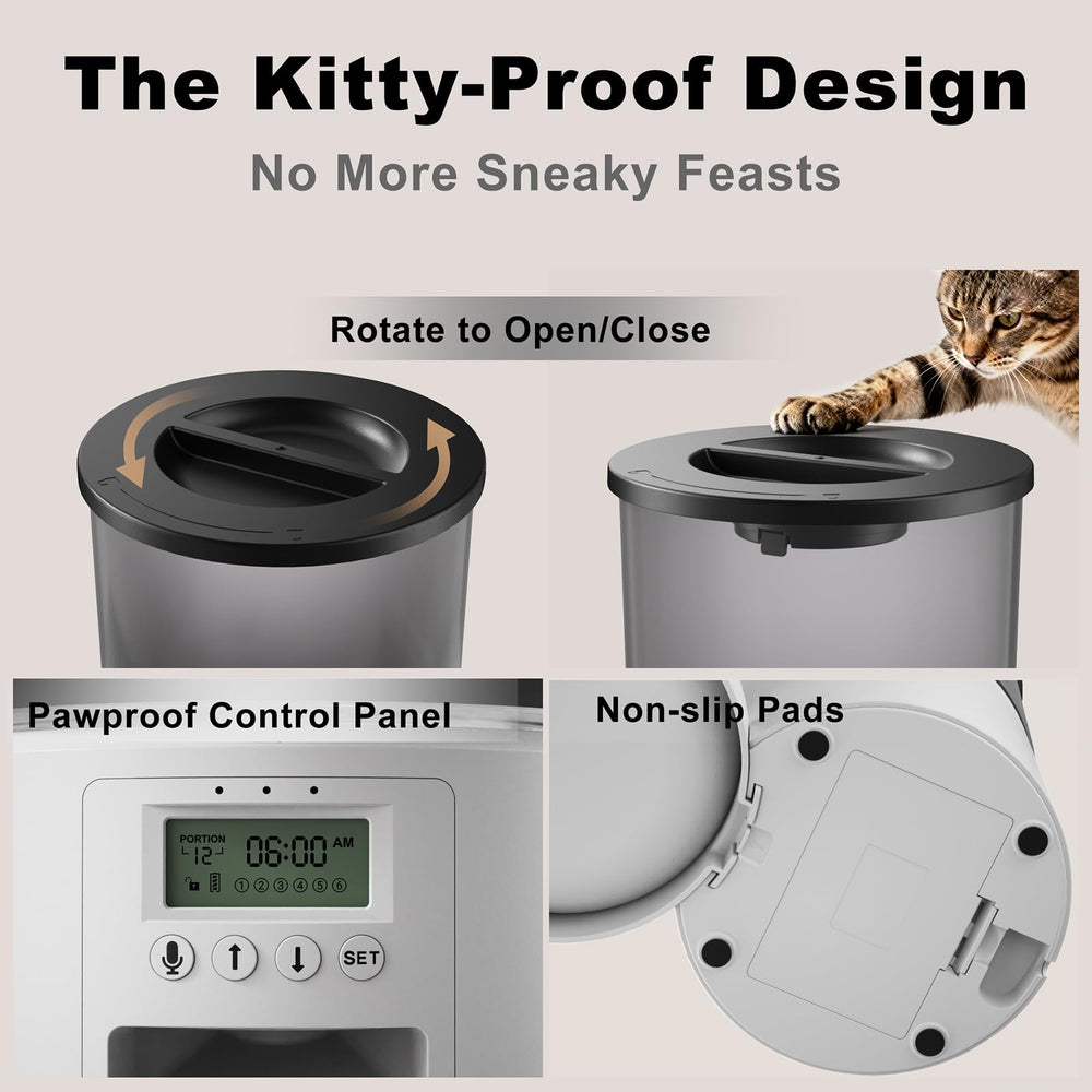 Miaosical automated cat feeder dual power backup keeps feeding during outages.