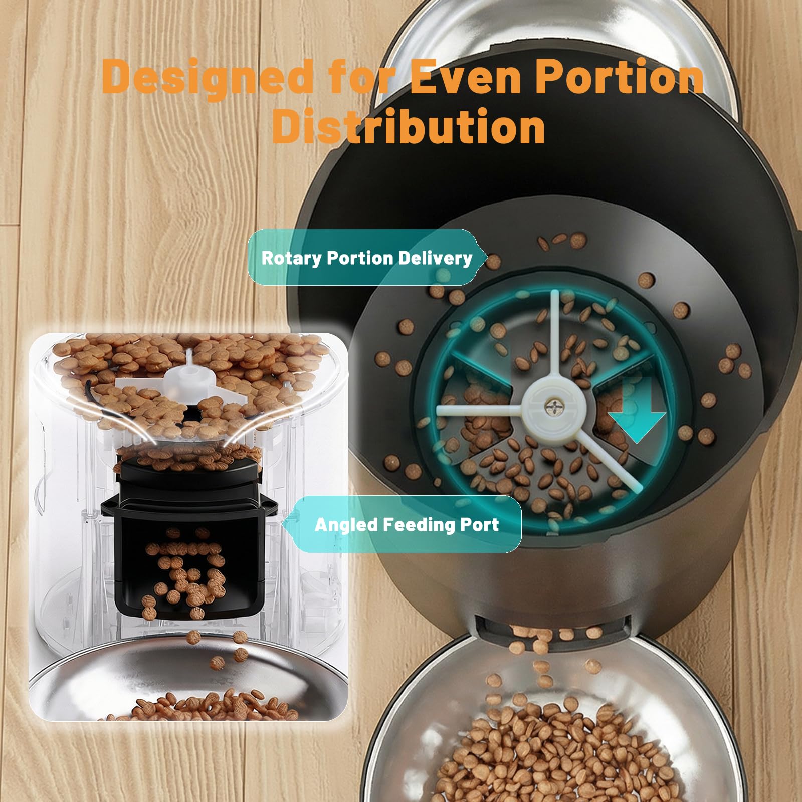 Miaosical equal portion dual bowl preset reduces feeding competition.