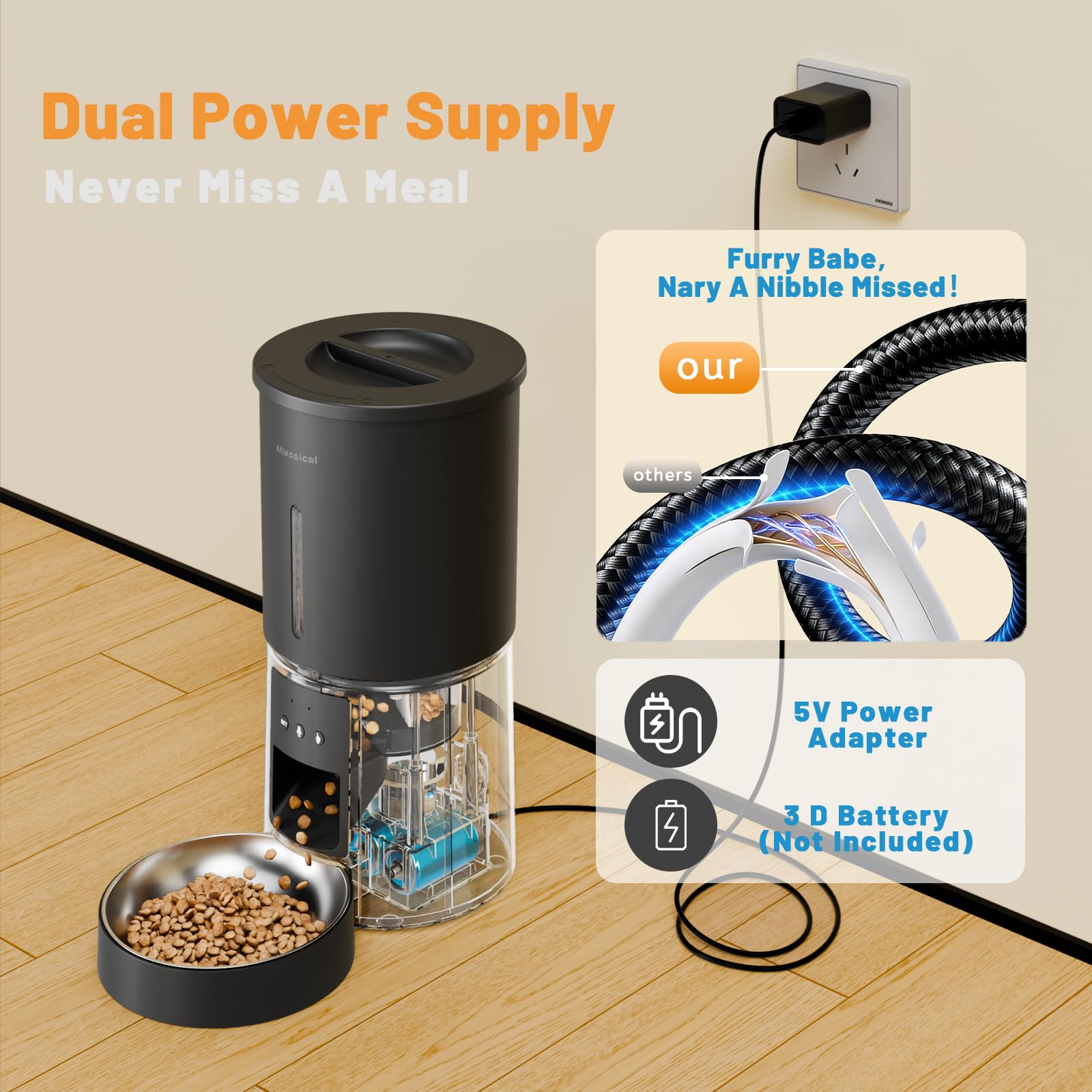 Miaosical cat feeder with 10-second voice reminder cue