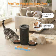 Miaosical wifi app control shows scheduling and remote feeding capabilities.