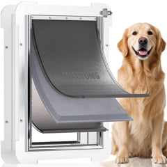 MIAOTONG 3-flap exterior dog door provides weather protection for large dogs.