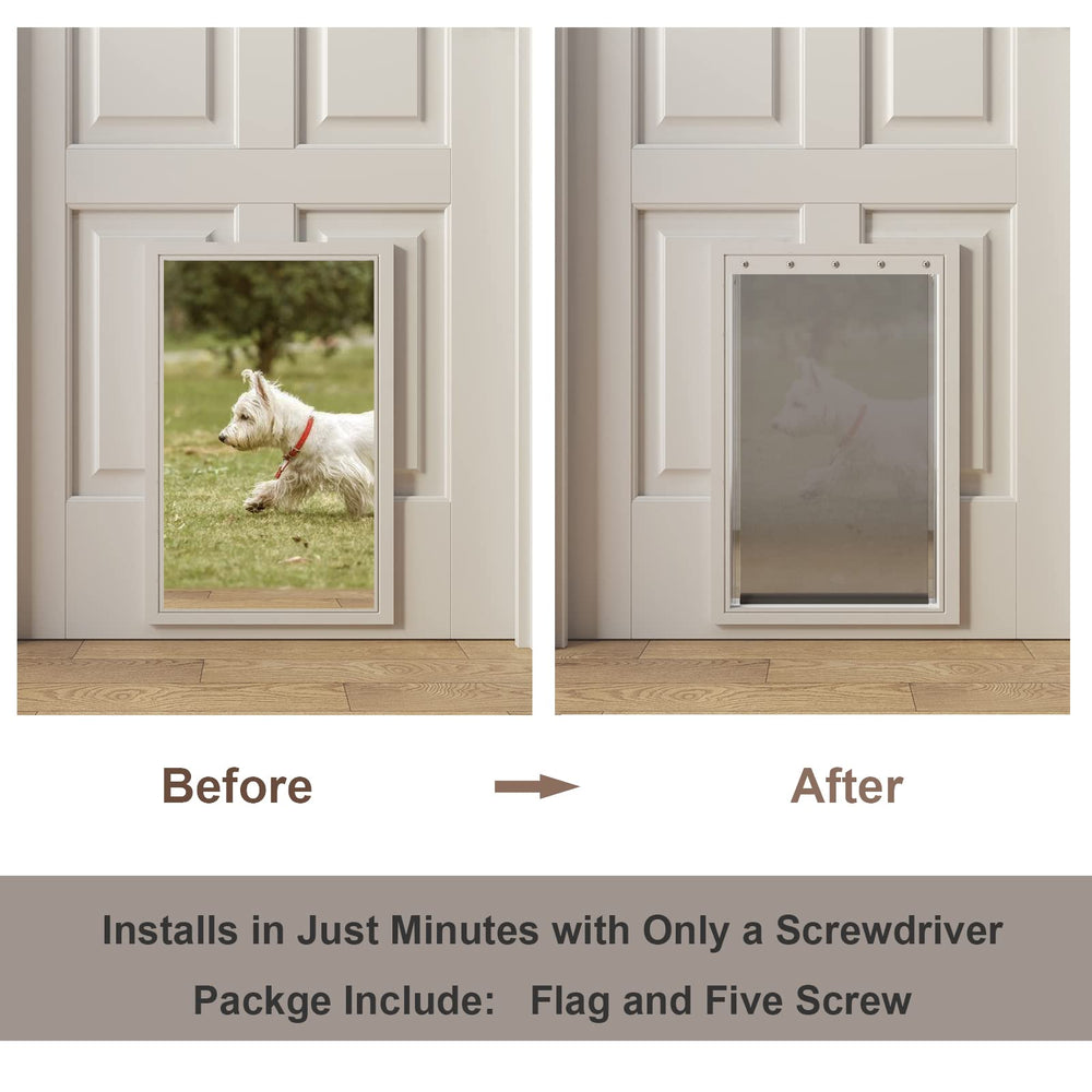 MIAOTONG dog door flap with magnetic closure to block insects and drafts