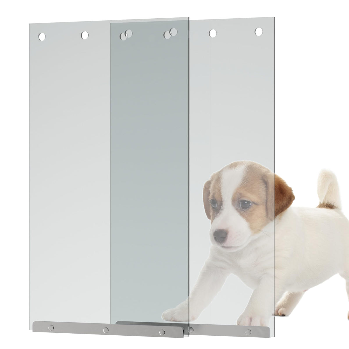 MIAOTONG XL dog door flap closeup shows durable material for weather resistance.