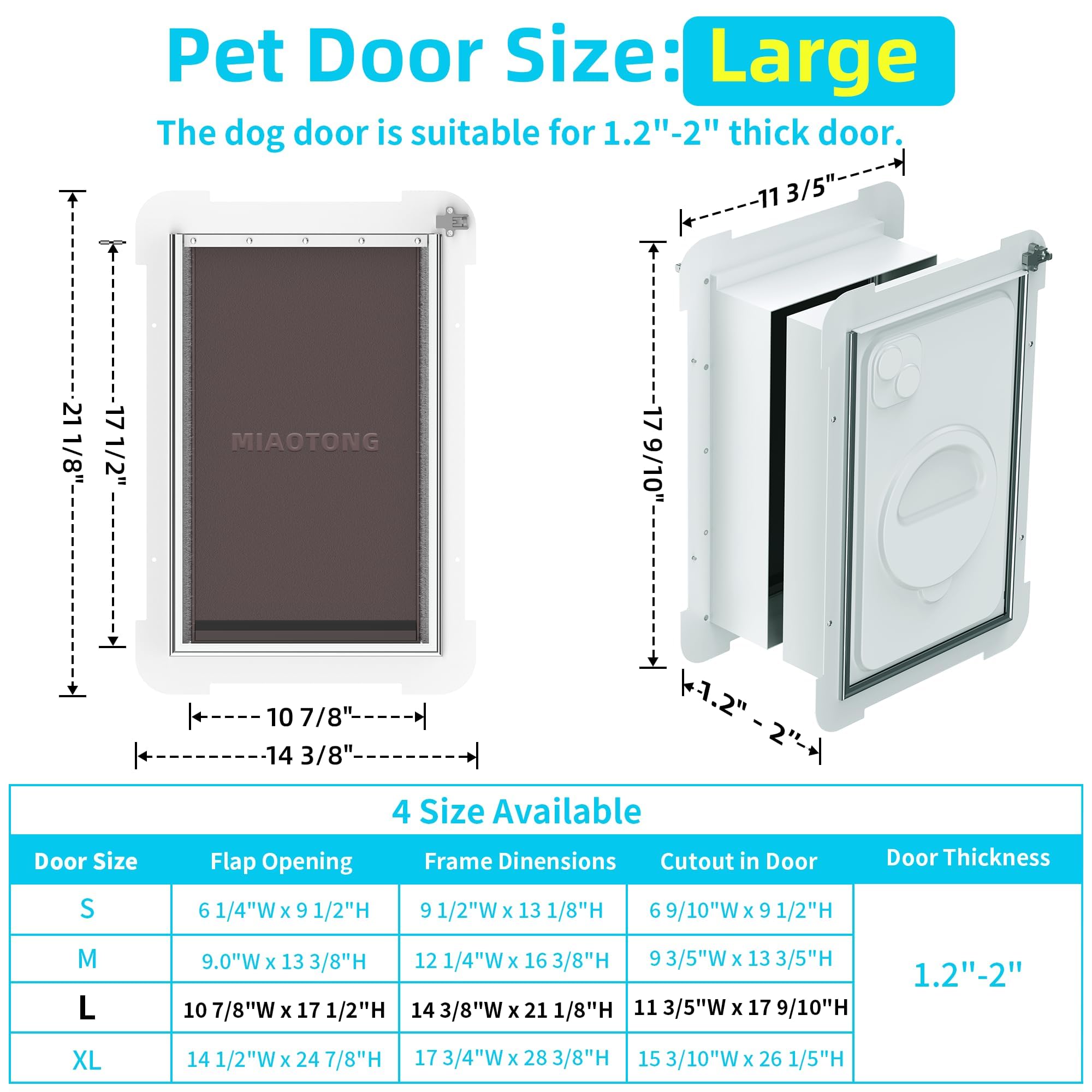 MIAOTONG telescoping tunnel feature adapts to door thickness for a secure fit.