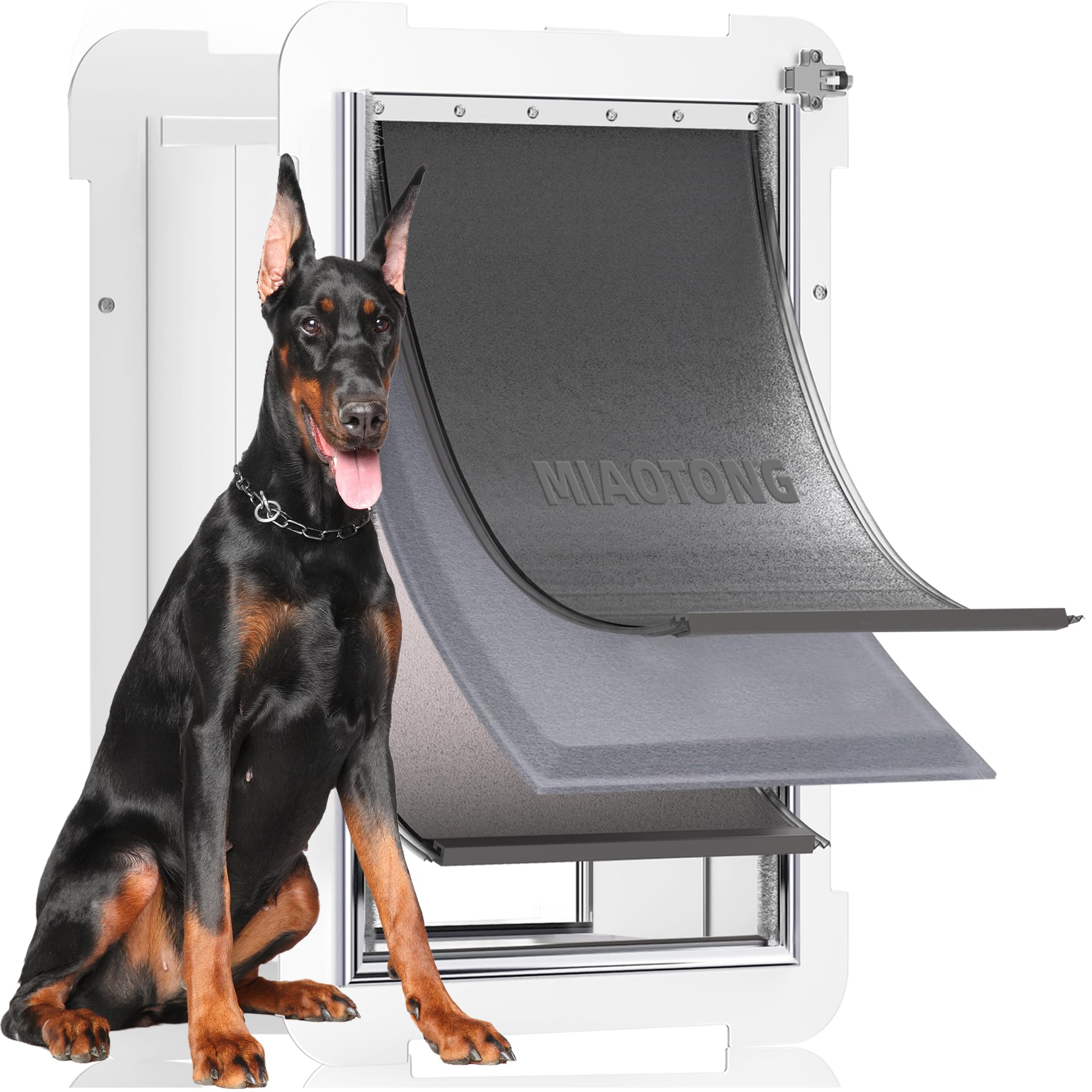 MIAOTONG wall door with 3-flap exterior view for easy large-pet access.