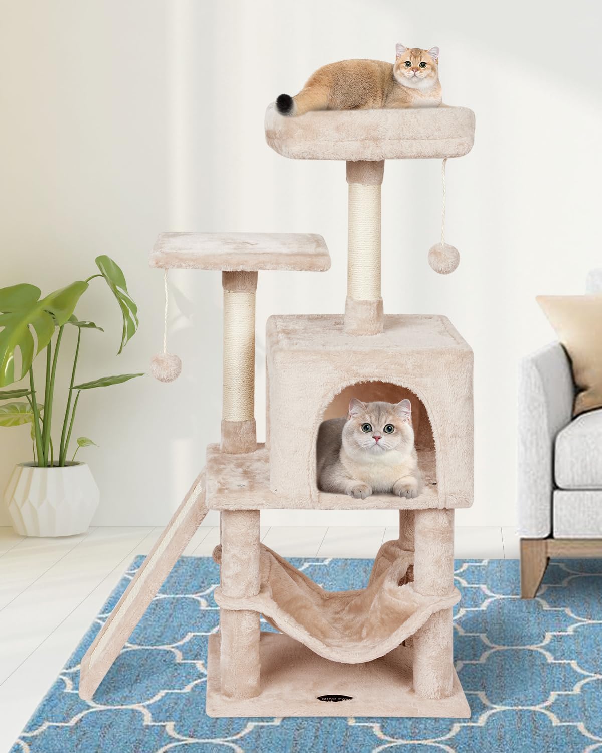 MIAO PAW cat tree hammock offers a cozy resting spot for relaxing naps.