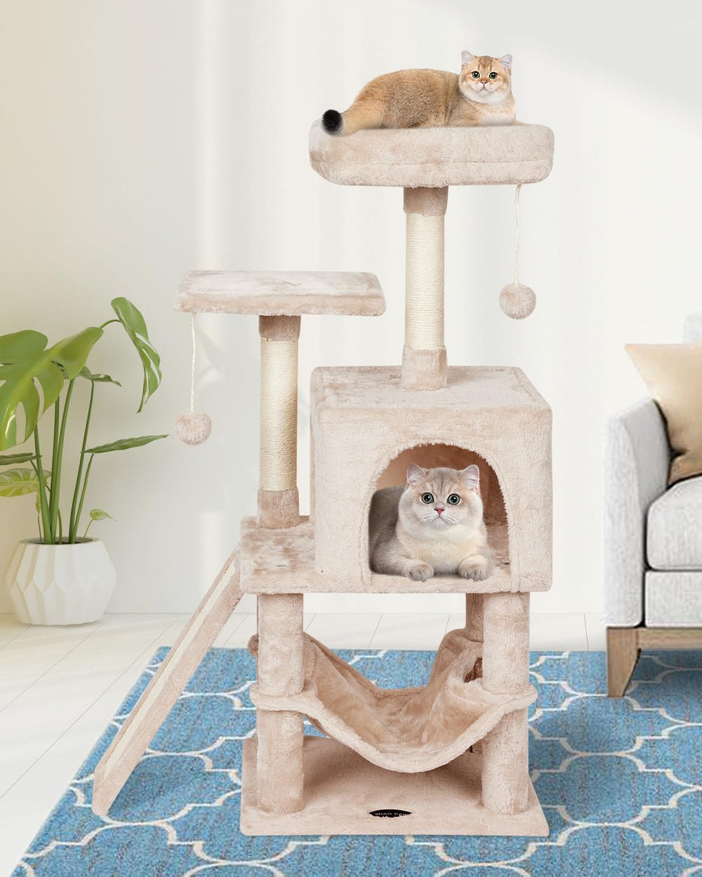 MIAO PAW cat tree hammock offers a cozy resting spot for relaxing naps.