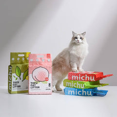 Michu Tofu Cat Litter demonstrates fast clumping for quick, tidy cleanups.