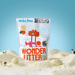 Michu Wonder Litter front packaging highlighting plant-based formula.