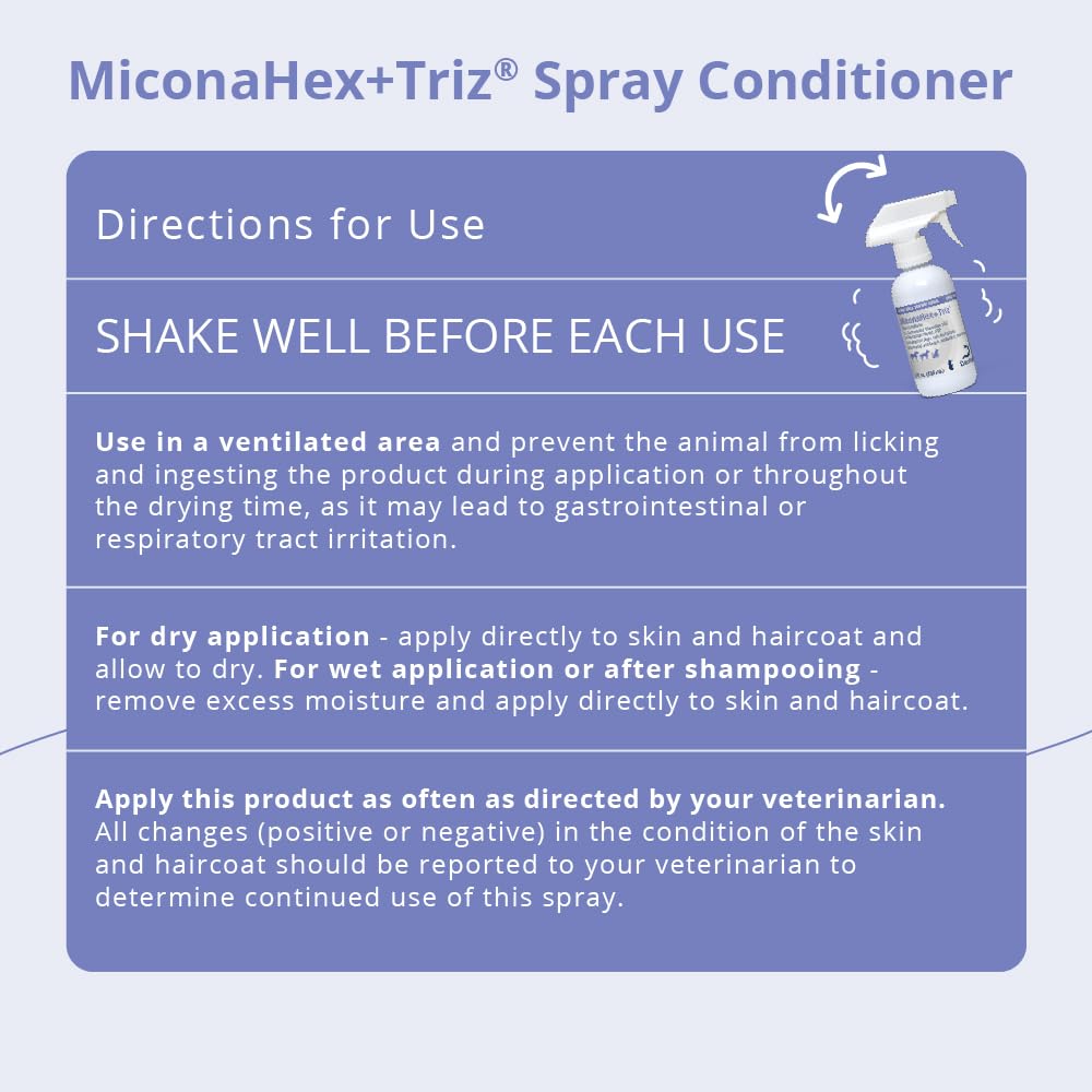 MiconaHex+Triz application over dog coat shows quick, even spray coverage.