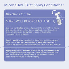 MiconaHex+Triz application over dog coat shows quick, even spray coverage.