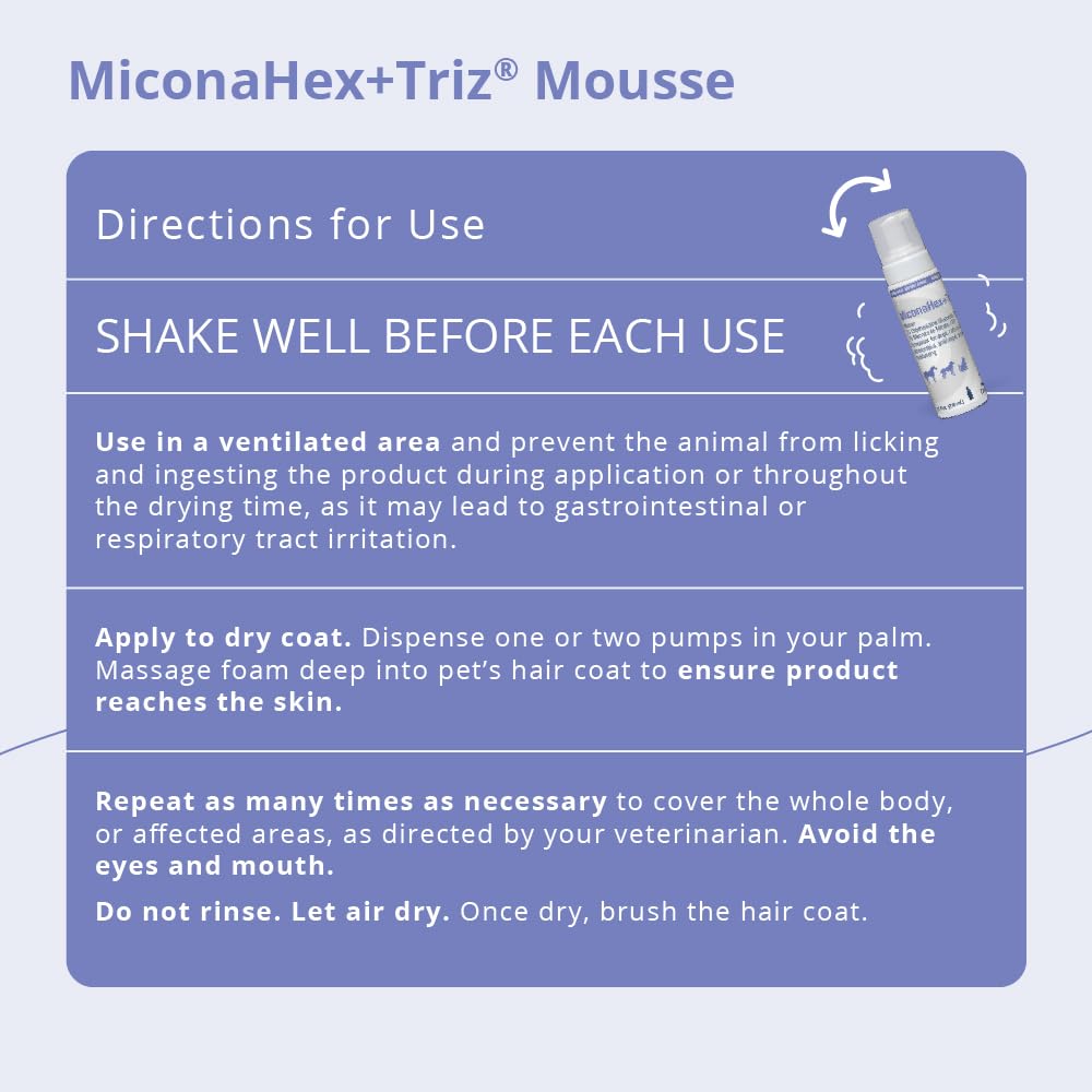 Close-up of dog coat with MiconaHex+Triz Mousse in use for grooming comfort